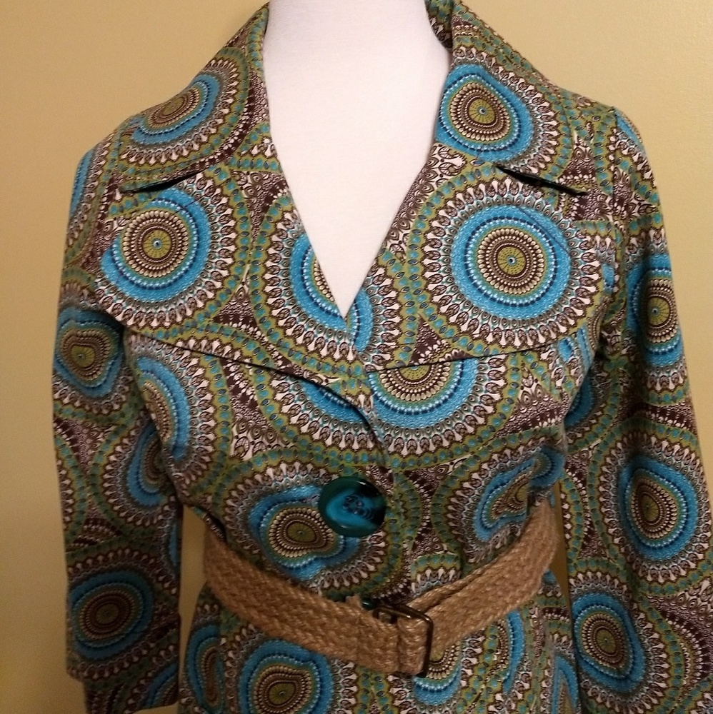 Ivy Jane Anthropologie Bohemian Style belted pea coat sz XS *T - Picture 6 of 8